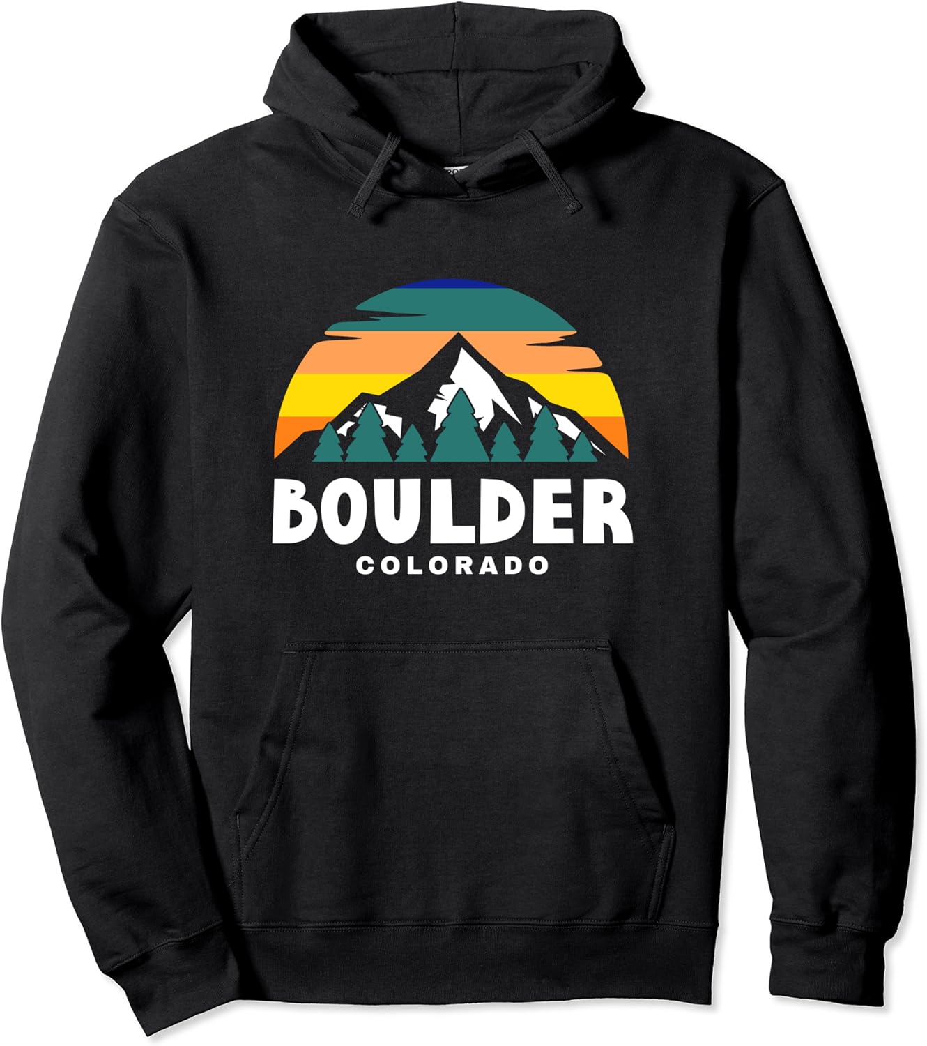 Boulder Colorado Mountain Retro Hiking novelty Pullover Hoodie Clothing, Shoes